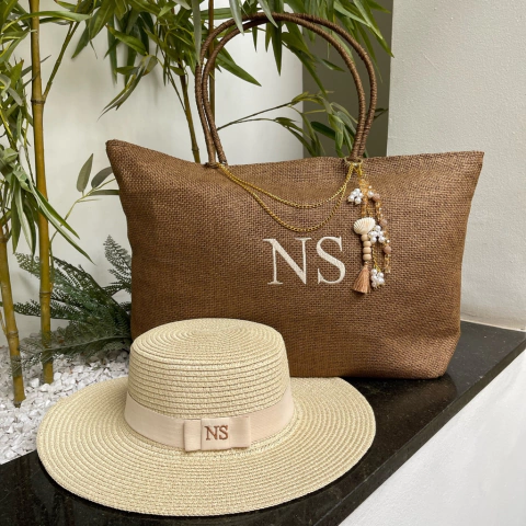 kit bolsa caramelo + chapeu paris 1.0 off-white