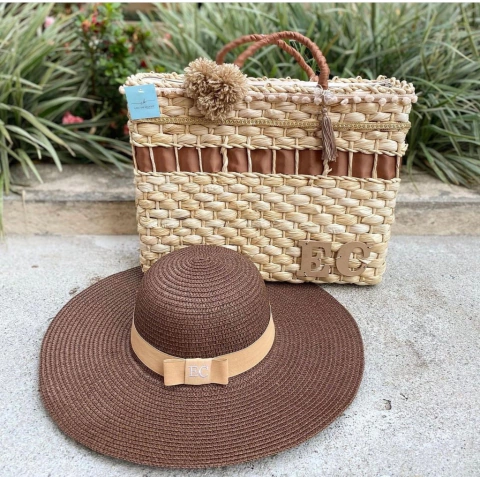 kit bolsa caeamelo + chapéu aba longa caramelo