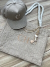 bolsa de praia juta + boné personalizado bege - comprar online