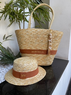 kit bolsa paris+chapeu paris 2.0- Faixa Caramelo