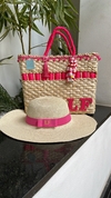 kit bolsa pink bolinhas + chapéu aba longa