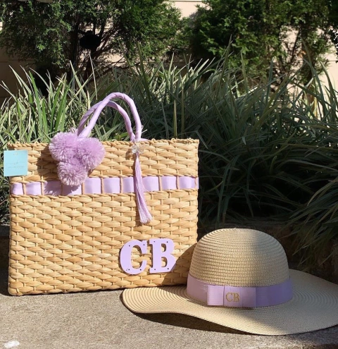 kit bolsa lilás + chapéu aba longa