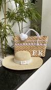 kit bolsa branco + chapéu aba longa