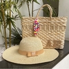 kit bolsa bolinhas bege+ chapéu aba longa
