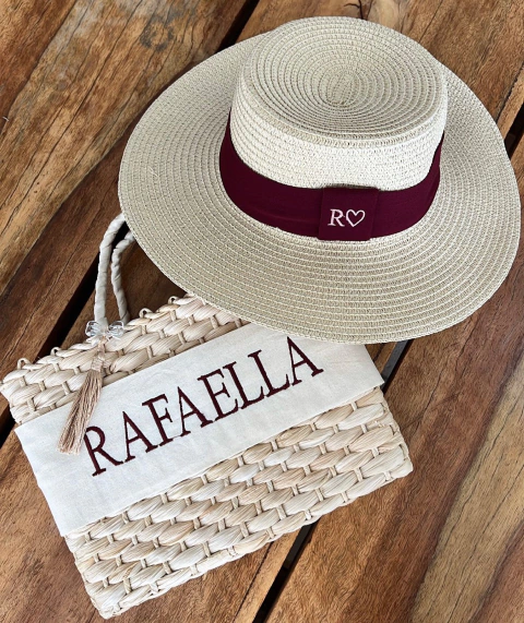 kit bolsade palha P FAIXA + chapéu paris 1.0 off-white