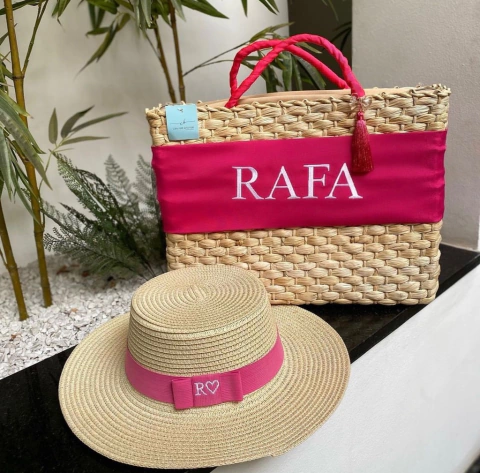 kit bolsa faixa + chapéu Paris 1.0 pink