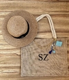 kit bolsa juta+ chapeu paris caramelo