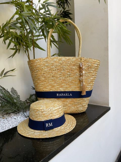 kit bolsa paris+chapeu paris 2.0 faixa marinho