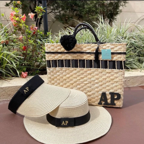 kit bolsa preto + chapéu paris + viseira