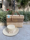 kit bolsa faixa bege + chapéu Paris 1.0