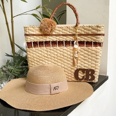 kit brilho caramelo + chapeu aba longa + chaveiro