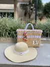 kit bolsa bolinhas + chapéu aba longa