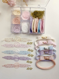 Kit Espiral e lacinhos estampadinho pra montar ,para bebês