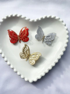 borboleta vazada em lurex - 3cm Pacote com 3 cores na internet