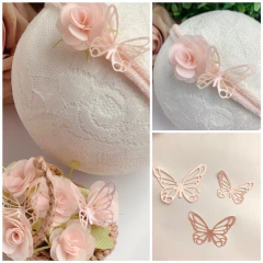 Aplique de borboleta vazada modelo 71 corte duplo 3 tamanhos