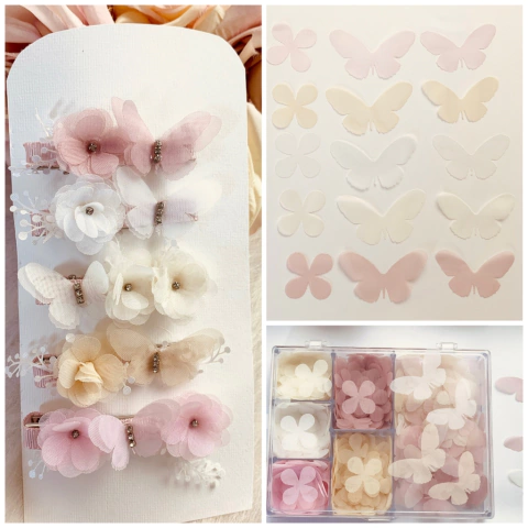 kit 650 apliques em petalas de camélia e borboletas