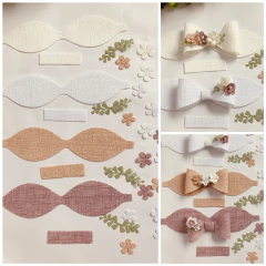 MINI LAÇO E FLORES PARA MONTAR EM LINHO - Drimia