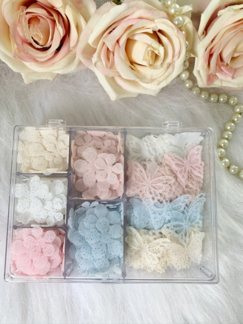 kit 610 apliques em tafeta com brilho