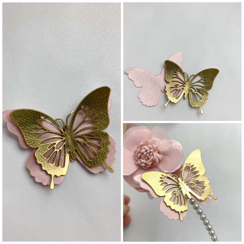 Borboleta dourada e cetim modelo 62