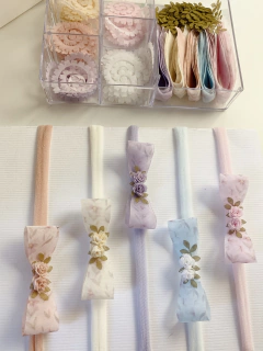 Kit Espiral e lacinhos estampadinho pra montar ,para bebês - Drimia