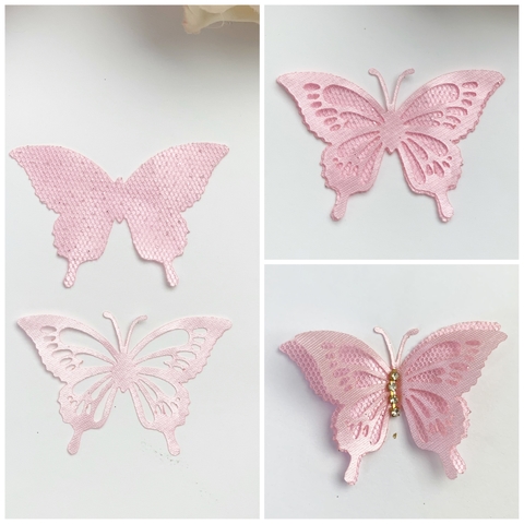 Aplique de borboleta vazada cetim e brilho