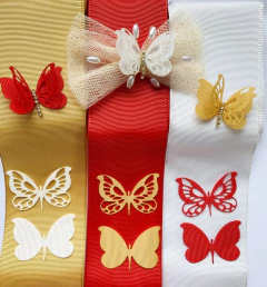 Aplique de borboleta vazada em gorgurao -Pacote com 3 cores na internet