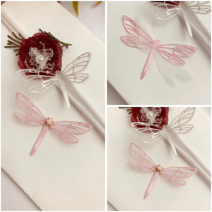 Aplique de libelula em Cetim vazada + Organza -modelo 3