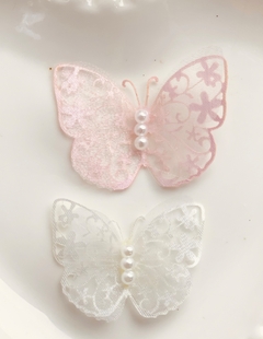 Aplique de borboleta em Cetim vazada + Organza - loja online