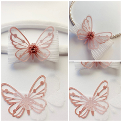 Aplique de borboleta cetim duplo e organza