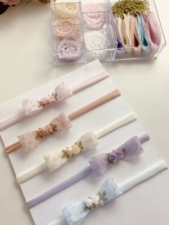 Kit Espiral e lacinhos estampadinho pra montar ,para bebês na internet