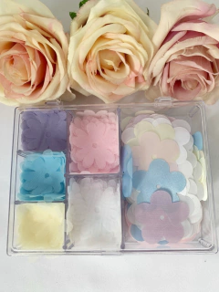 kit flores em cetim e voil 4cm