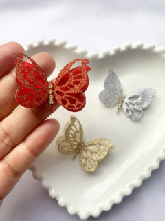 borboleta vazada em lurex - 3cm Pacote com 3 cores - comprar online