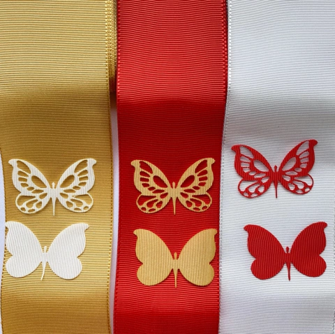 Aplique de borboleta vazada em gorgurao -Pacote com 3 cores