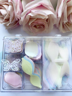 Kit laços para montar 244 apliques cetim , gorgurão e voil