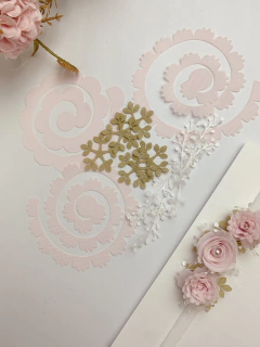 kit Flor espiral e FUNDO FOLHAS