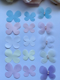 Kit com 500 apliques de borboletas voil e cetim - 2,5 e 3cm - comprar online