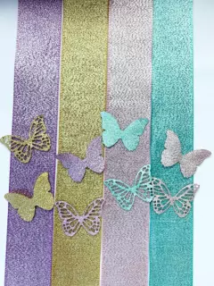 Aplique de borboleta vazada em lurex -Pacote com 4 cores - comprar online