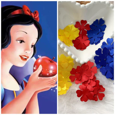 Aplique de flores em Cetim - modelo 3 - Branca de Neve