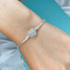 Pulseira para berloques fecho coração cravejado