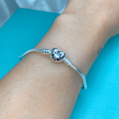 Pulseira para berloques fecho coração cravejado - comprar online