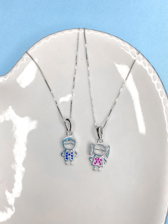 Colar menina cravejada rosa - comprar online