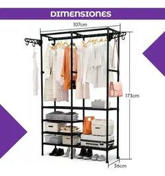 Perchero Barra Exhibidor Zapatero Organizador Ropa Placard en internet