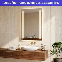 Espejo Vertical Con Luz Led 50x70cm Desempañador Tactil Baño