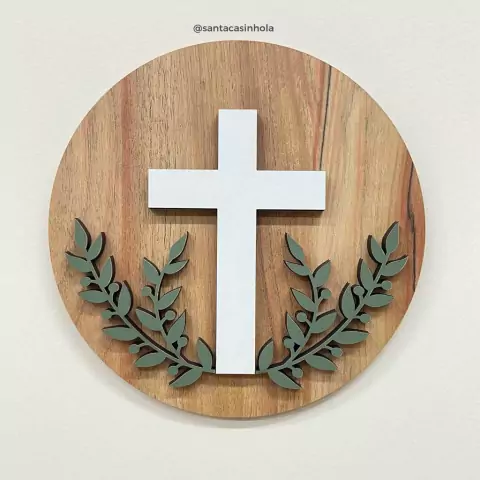 Guirlanda Cristã Páscoa Cruz com Ramos