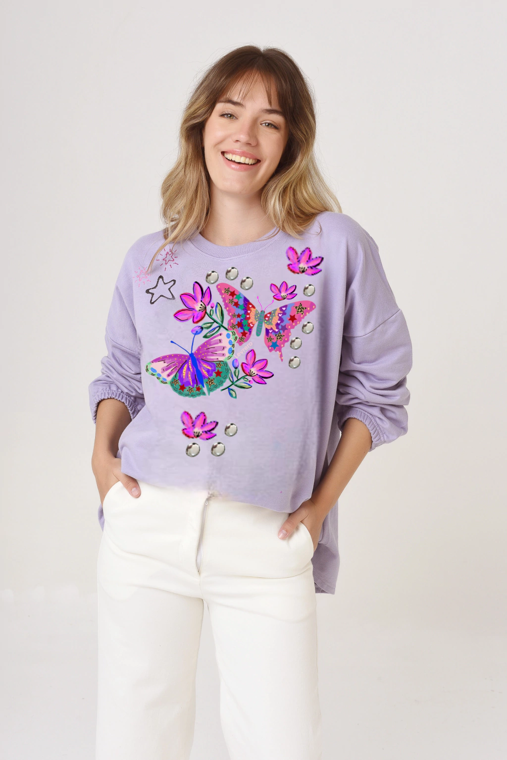 Buzo Lila Mariposas