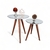Conjunto Mesa De Canto Lateral Pé Palito Branca com Espelho 40/50cm Diâmetro 60/70cm Altura Casa Uai
