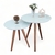 Conjunto Mesa De Canto Lateral Pé Palito Branca com Vidro 50/60 cm Diâmetro 60/70 cm Altura Casa Uai