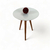 Mesa De Canto Lateral Pé Palito Off White com Vidro 50 cm Diâmetro 60 cm Altura Casa Uai