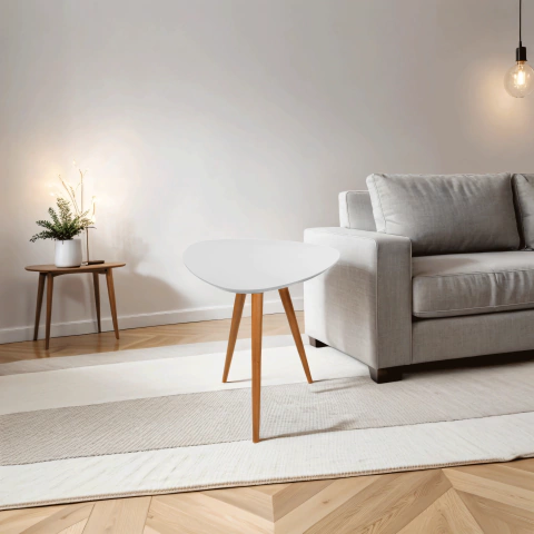 Mesa Lateral Pe Palito Orgânico Libano 50x60 Casa Uai Branca