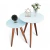 Conjunto Mesa De Canto Lateral Pé Palito Branca com Vidro 50/40 cm Diâmetro 70/60 cm Altura Casa Uai na internet